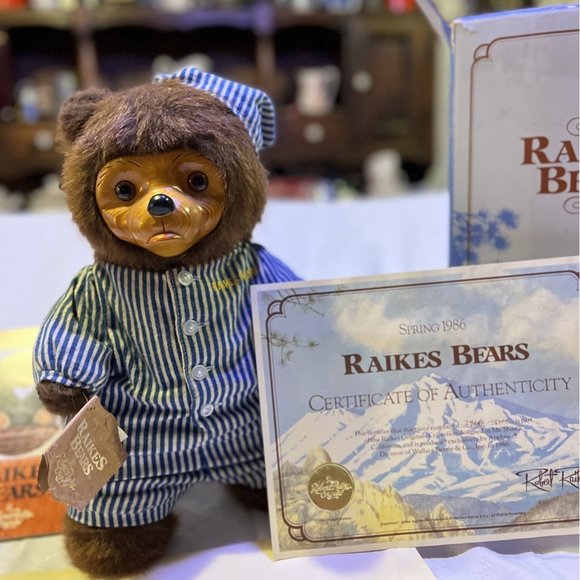 Robert Raikes Bear Toys Benjamin 5456 Wooden Face Vintage